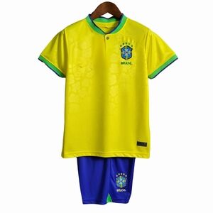 Brazil Yellow and Blue Soccer Jersey Set Kids